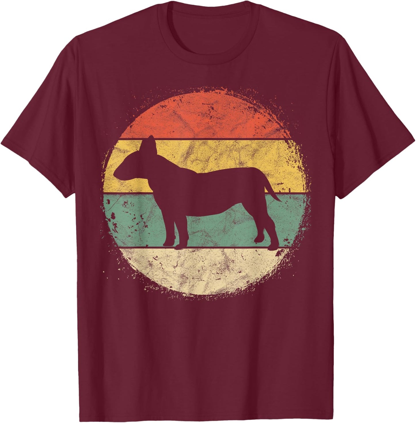 Circular Retro Bull Terrier Owner Bully Parents Dog Mom T-Shirt - T-Shirt | Maroon