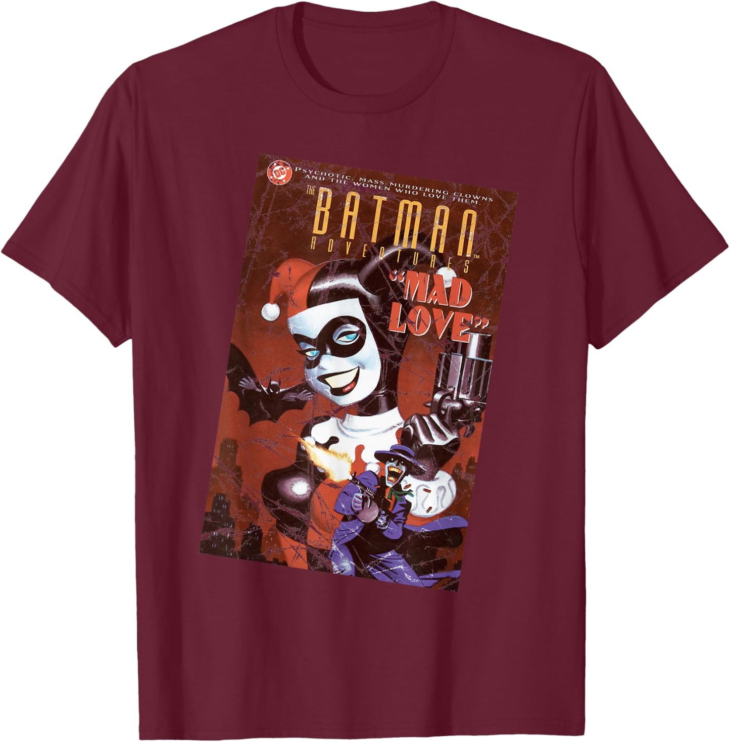 DC Harley Quinn Cover Mad Love T-Shirt - T-Shirt | Maroon