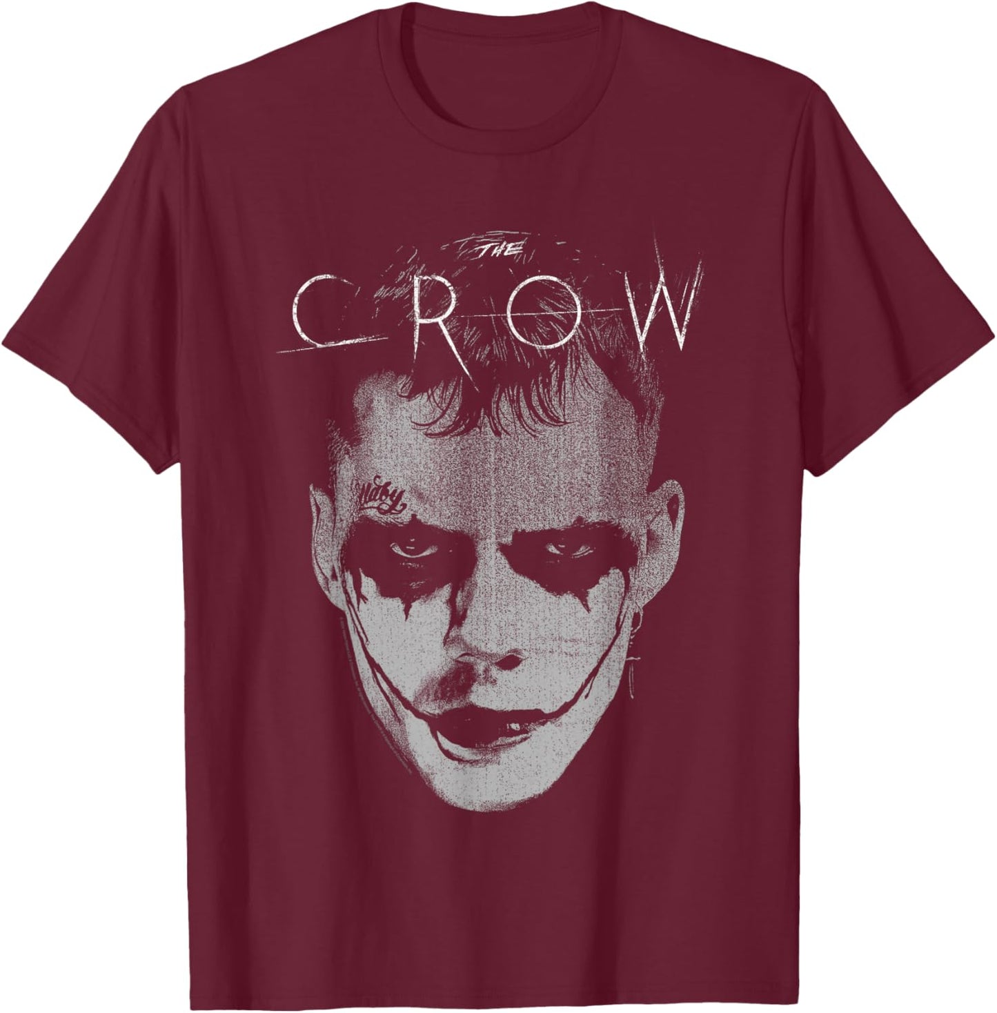 The Crow Official -Adults - Black - Small - Short Sleeve - - Modern - Movie-Themed - Letter Print T-Shirt - T-Shirt | Maroon