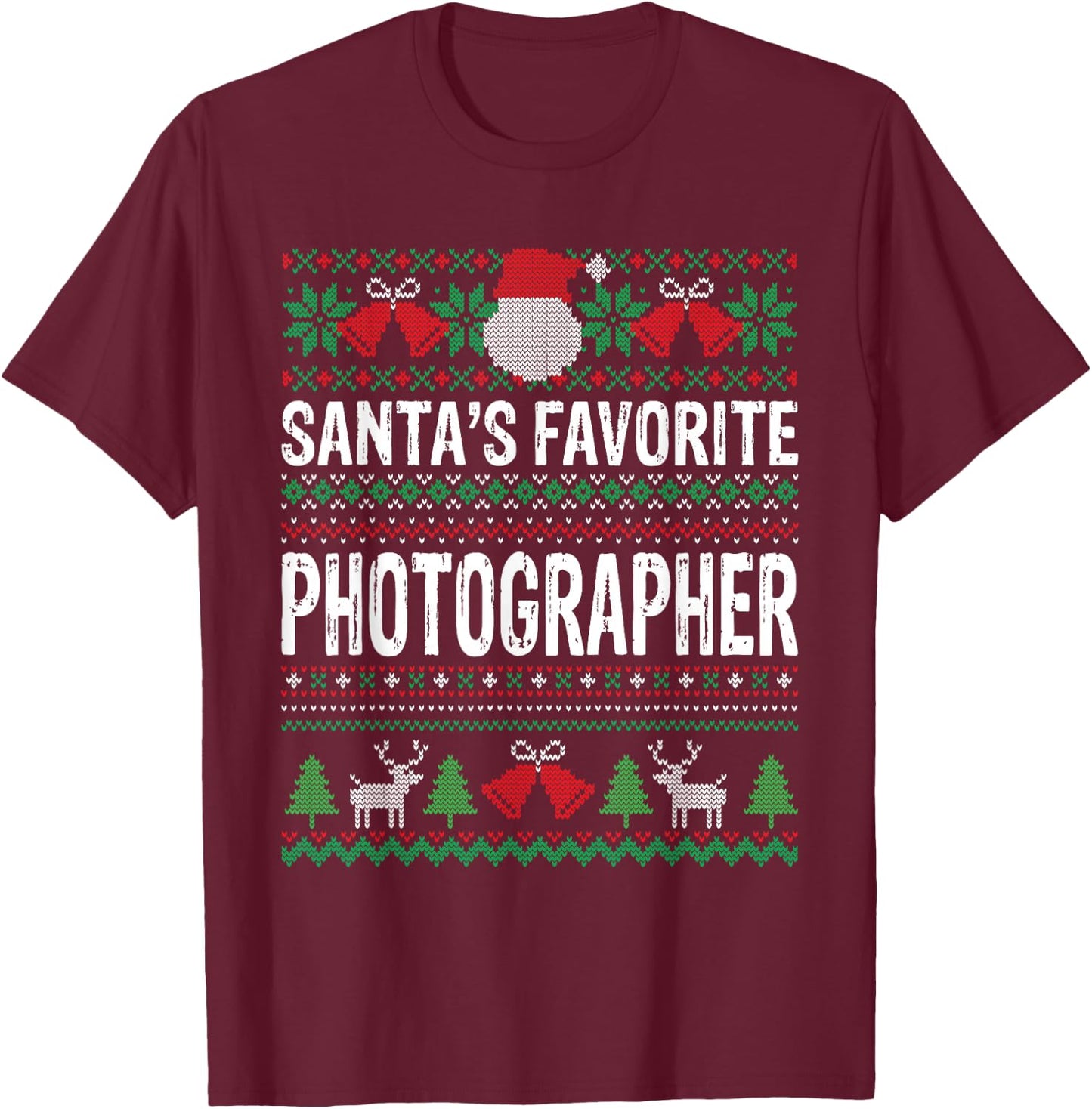 Photographer Christmas Santa's Favorite Photographer T-Shirt - T-Shirt | Maroon