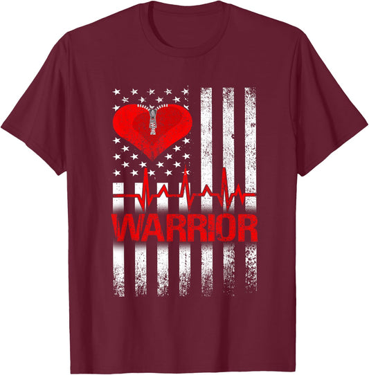 Open Heart Surgery Warrior Gift Heart Patients Survivor T-Shirt - T-Shirt | Maroon