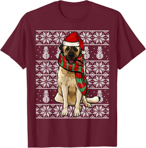 Santa Hat Xmas Anatolian Shepherd Dog Ugly Christmas T-Shirt - T-Shirt | Maroon