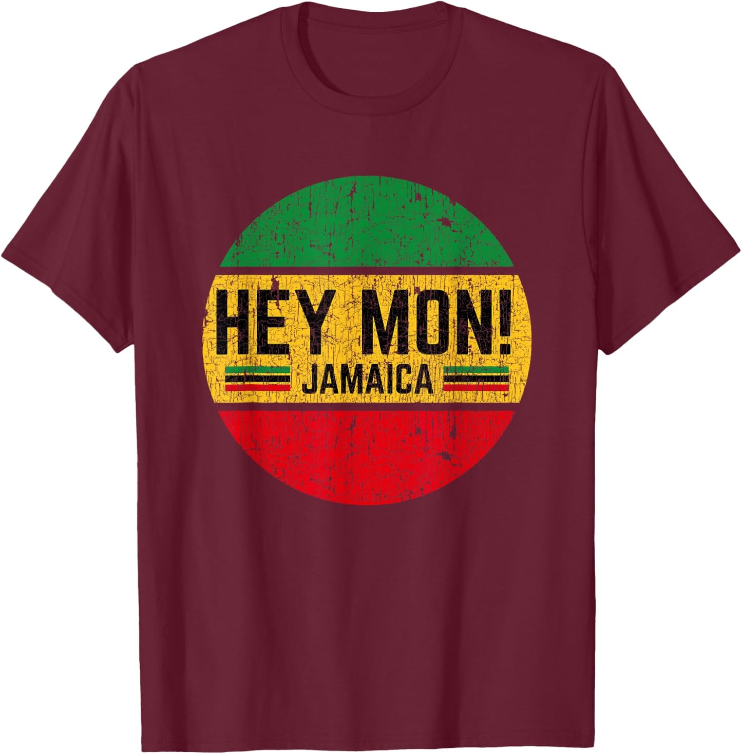 Hey Mon Jamaica Vintage T-Shirt - T-Shirt | Maroon
