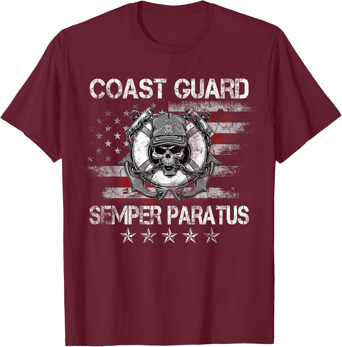 U.S. Coast Guard Semper Paratus T Shirt USCG Vetean Gift T-Shirt - T-Shirt | Maroon
