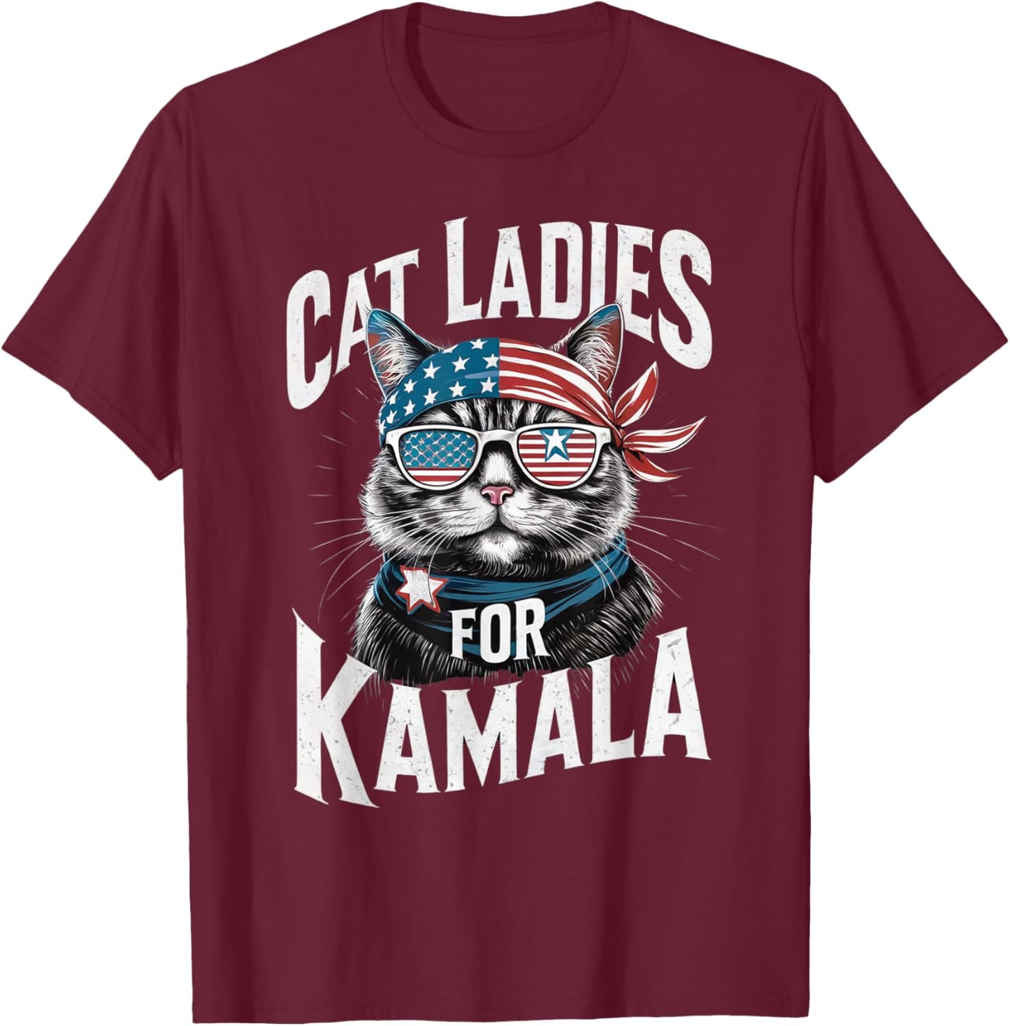 Cat Ladies for Kamala 2024 President Kamala-Harris T-Shirt - T-Shirt | Maroon