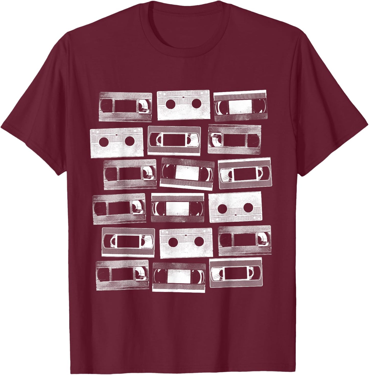 VHS Cassette Tapes 1980s VCR Video Retro Movies T-Shirt - T-Shirt | Maroon