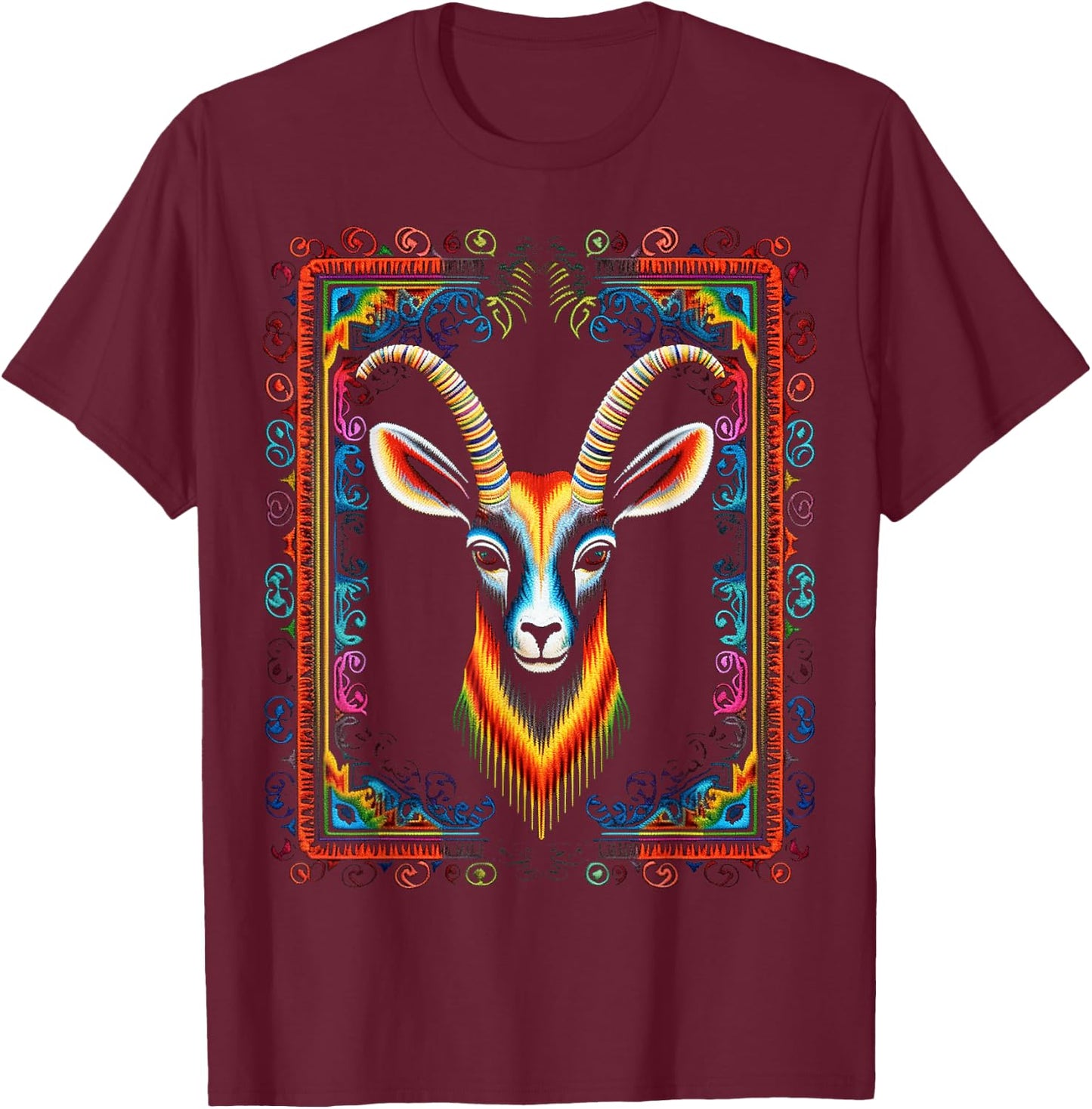 Deer Abstract Art Colorful Animal Abstract Graphic Deer T-Shirt - T-Shirt | Maroon