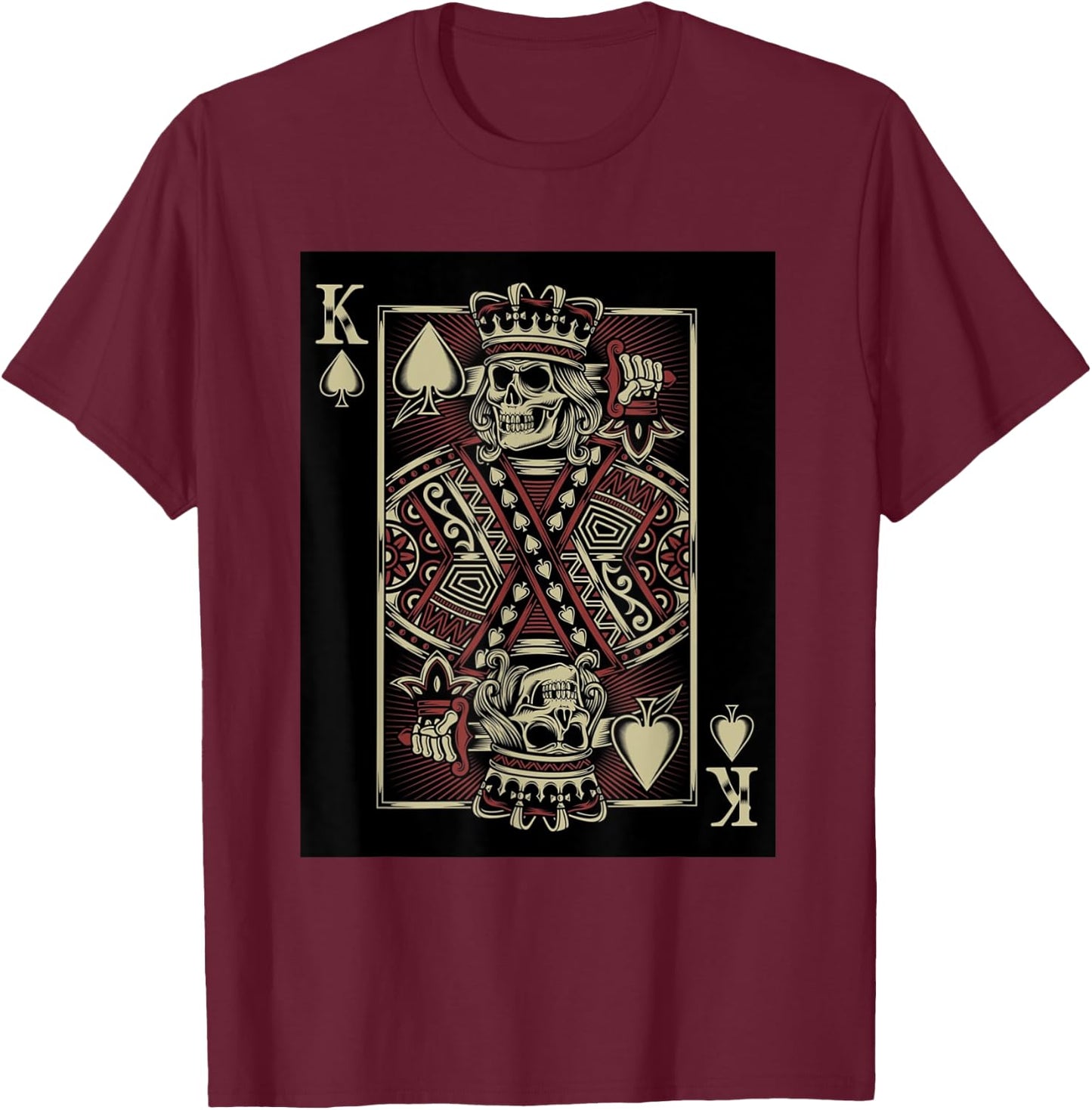King of Death Grim Reaper Playing Card T-Shirt - T-Shirt | Maroon