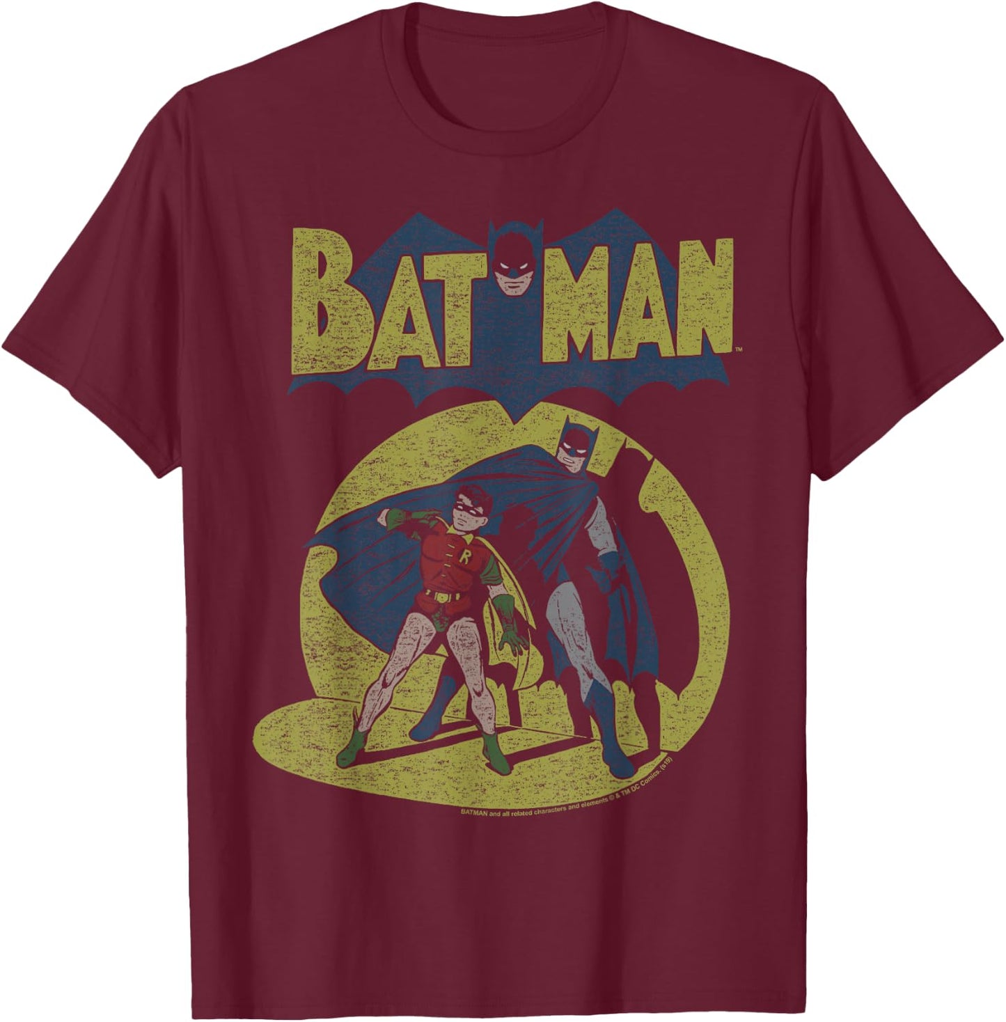 DC Comics Batman Vintage Spotlight Small T-Shirt - T-Shirt | Maroon