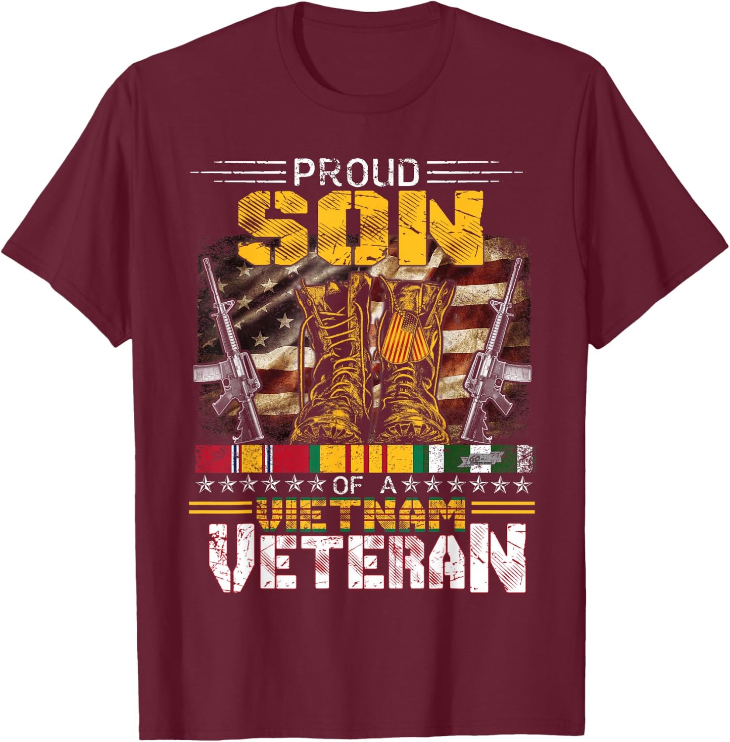 Proud Son Of A Vietnam Veteran Shirt | Vietnam War Vet T-Shirt - T-Shirt | Maroon