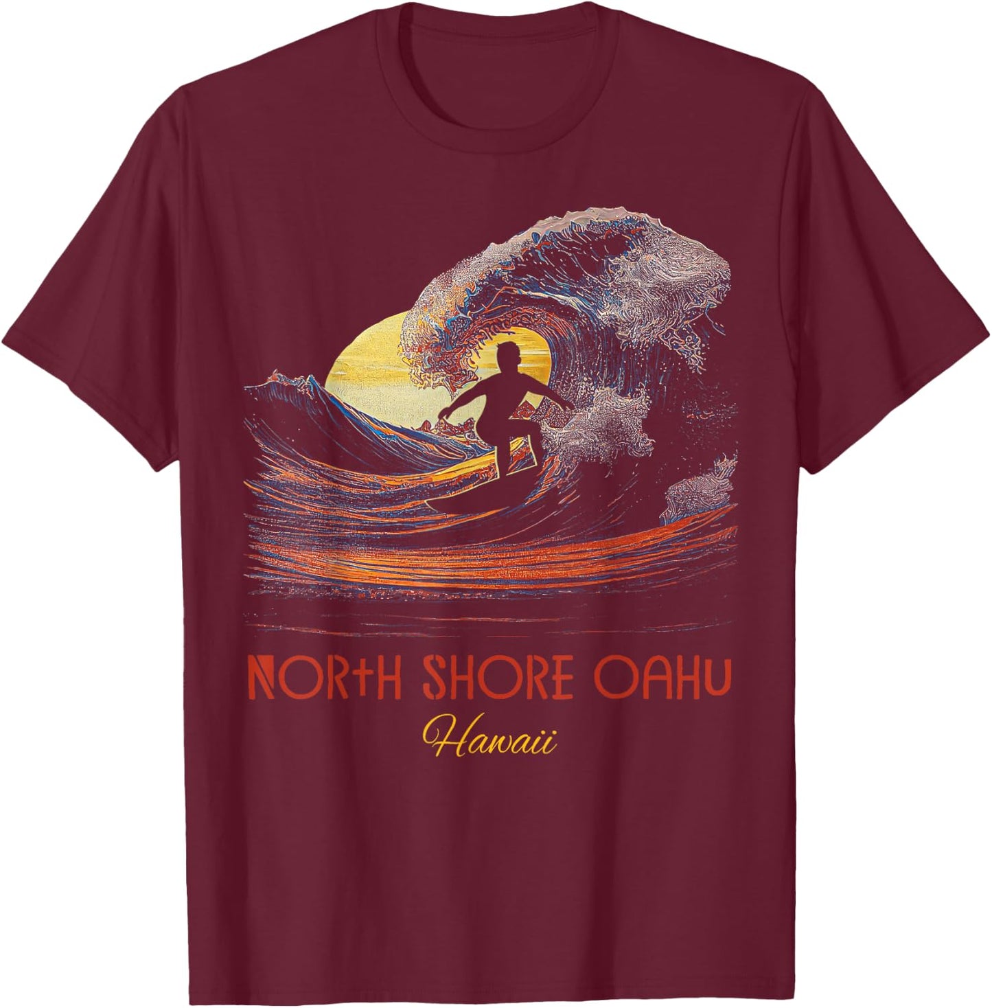 North Shore Oahu Hawaii T-Shirt - T-Shirt | Maroon