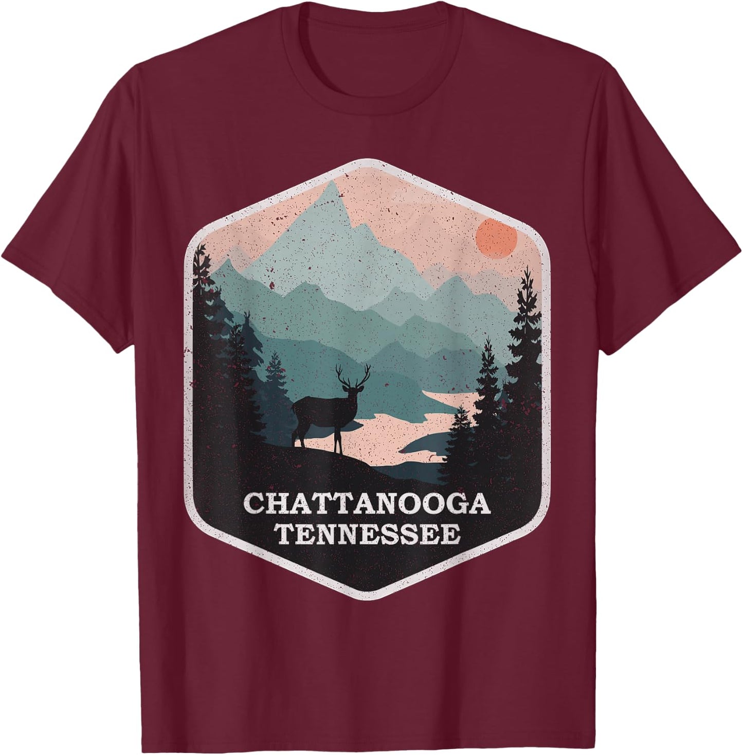 Vintage Chattanooga Tennessee TN Nature Mountains Hiking T-Shirt - T-Shirt | Maroon