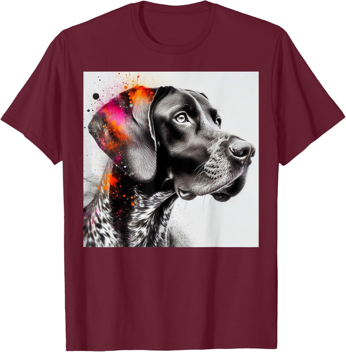 Vibrant Pointer Essence, German Shorthaired Pointer T-Shirt - T-Shirt | Maroon