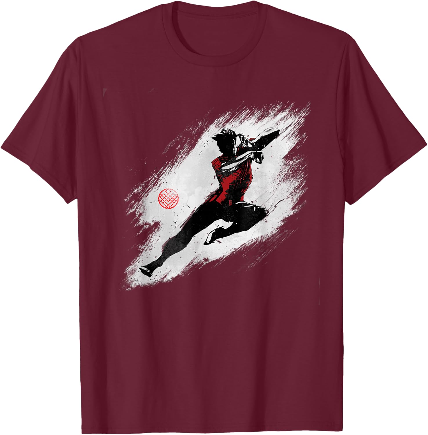 Marvel Shang-Chi and the Legend of the Ten Rings Ink Drawing T-Shirt - T-Shirt | Maroon