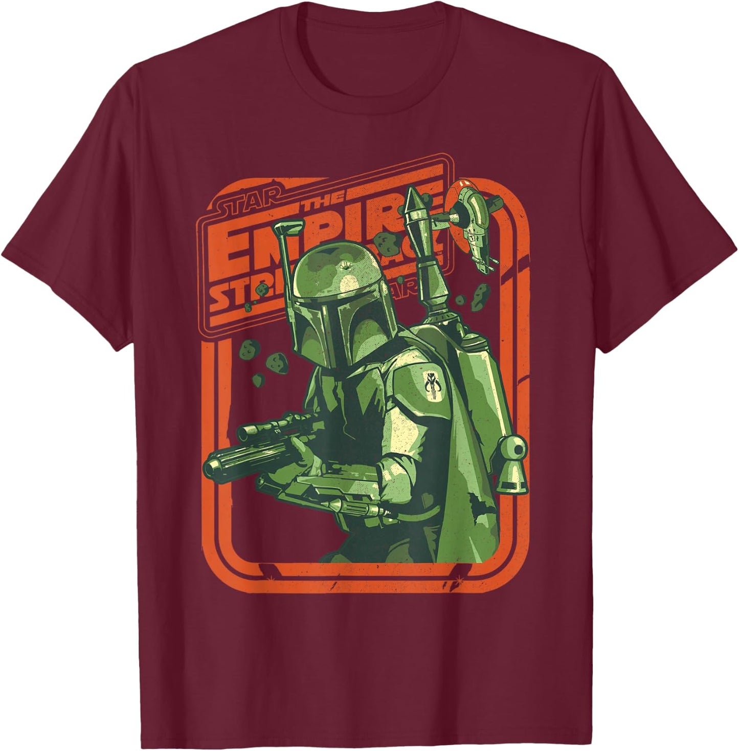Star Wars The Empire Strikes Back Boba Fett Modern Portrait T-Shirt - T-Shirt | Maroon