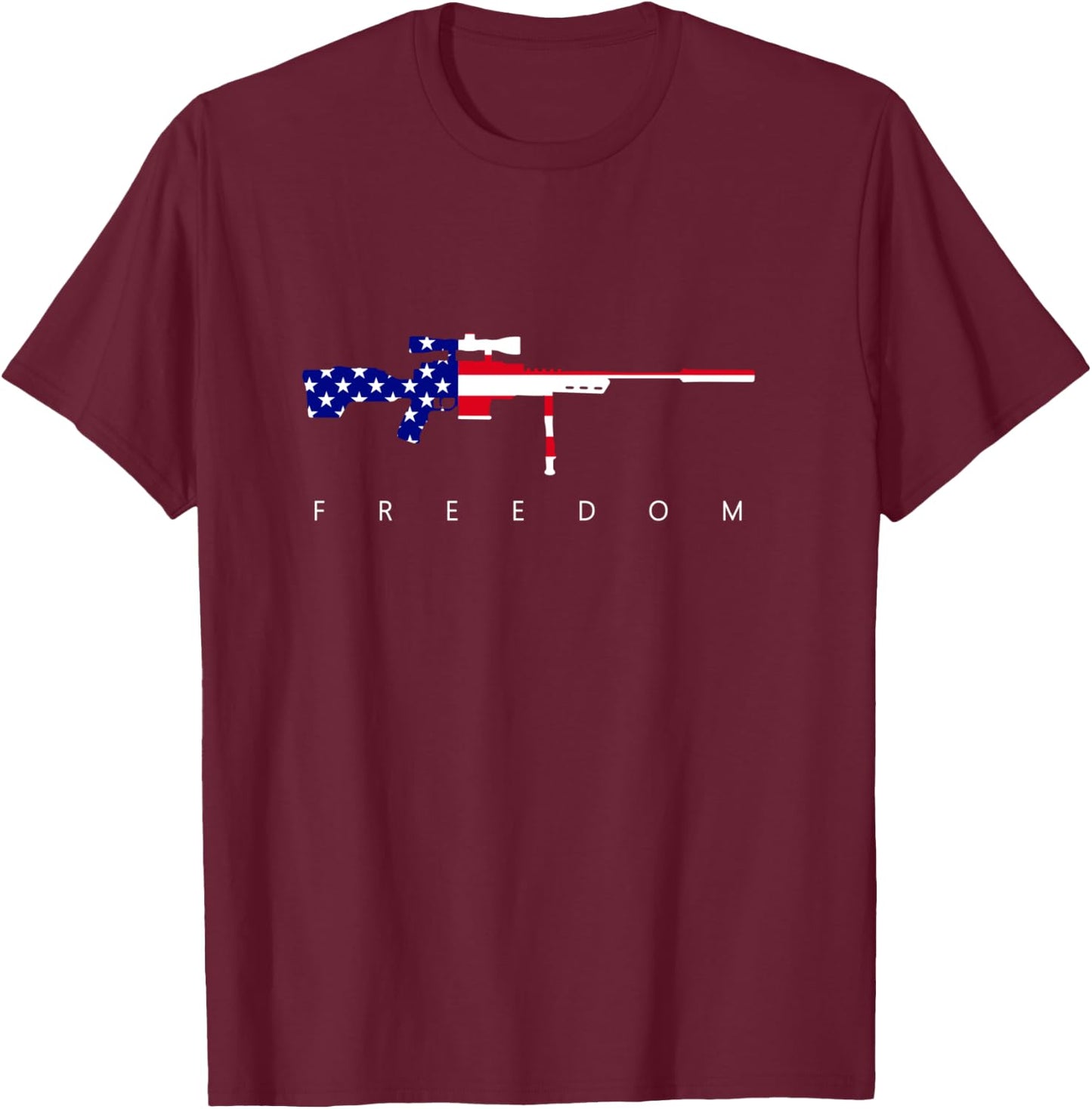 Sniper Rifle 6.5 308 American Flag Responsible Gun Owners T-Shirt - T-Shirt | Maroon