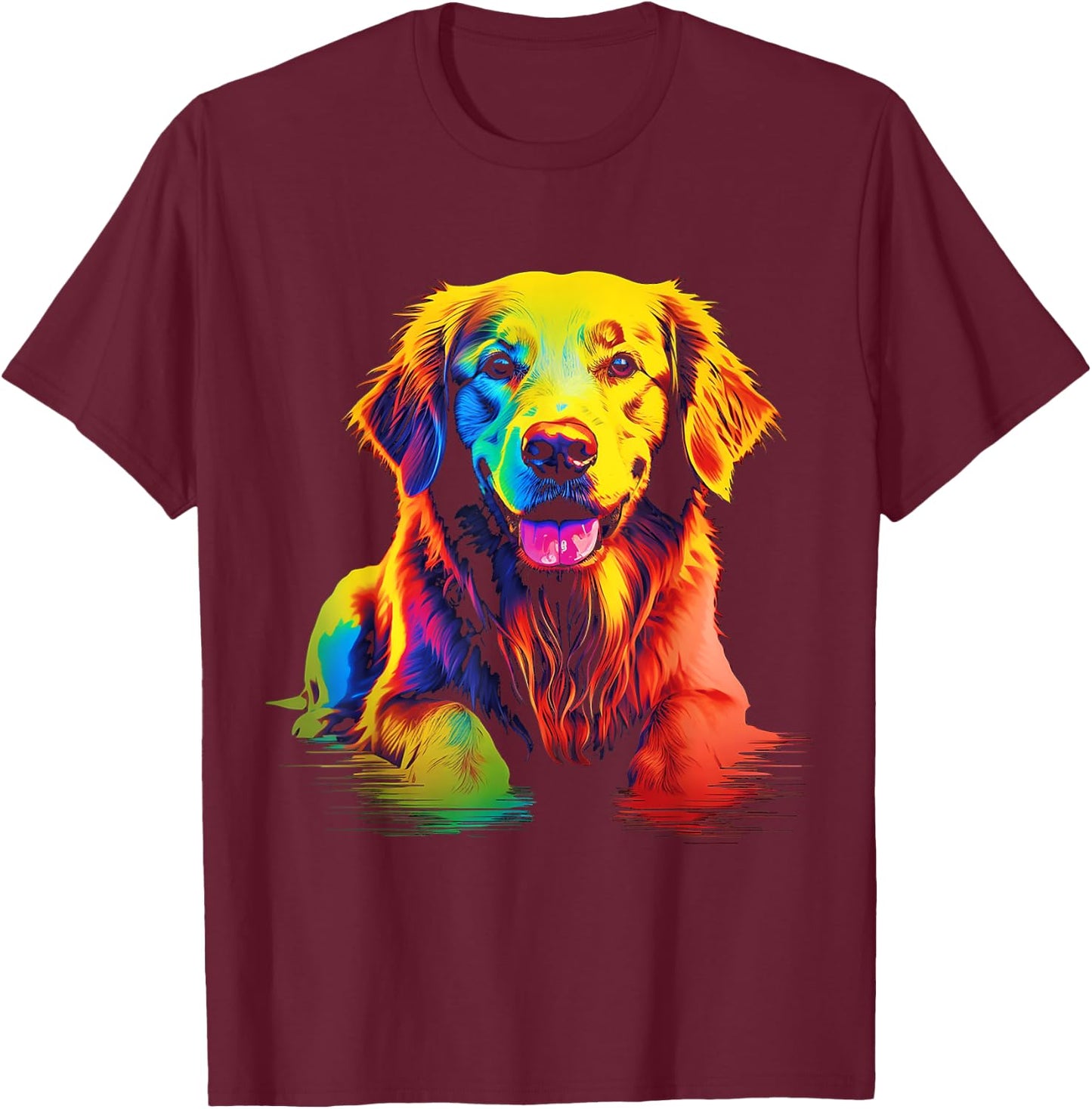 Labrador Retriever Colorful Portrait Animal Art Graphic Dog Men Women Kids T-Shirt - T-Shirt | Maroon