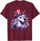 Cute Unicorn 4th of July Shirts Girls Kids Women American T-Shirt - T-Shirt | Maroon