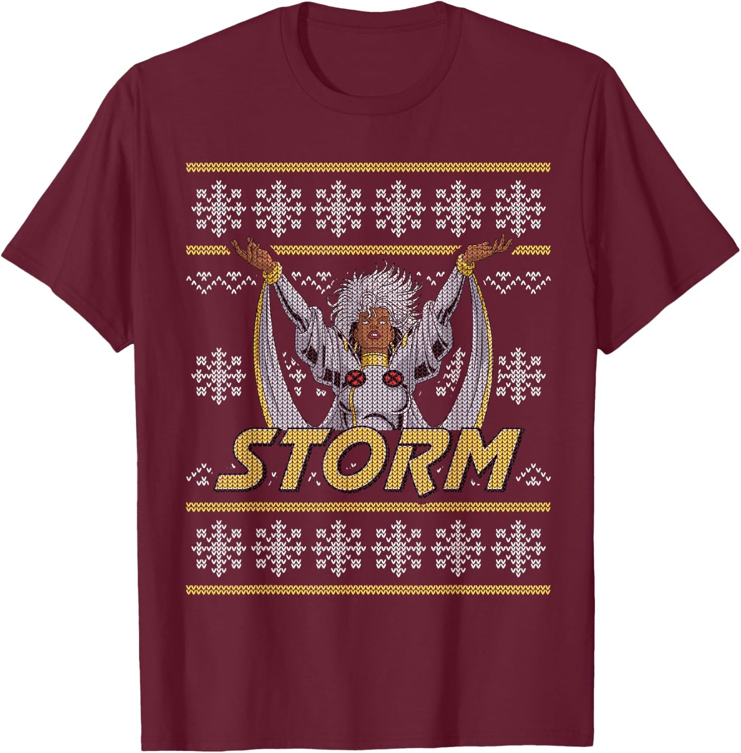 Marvel X-Men Storm Holiday Sweater T-Shirt - T-Shirt | Maroon