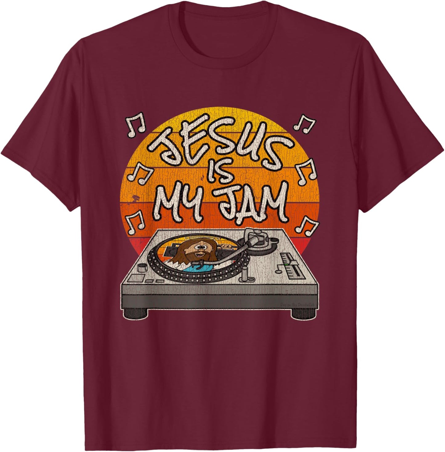 Vintage Jesus Is My Jam Christian DJ Church Musician T-Shirt - T-Shirt | Maroon