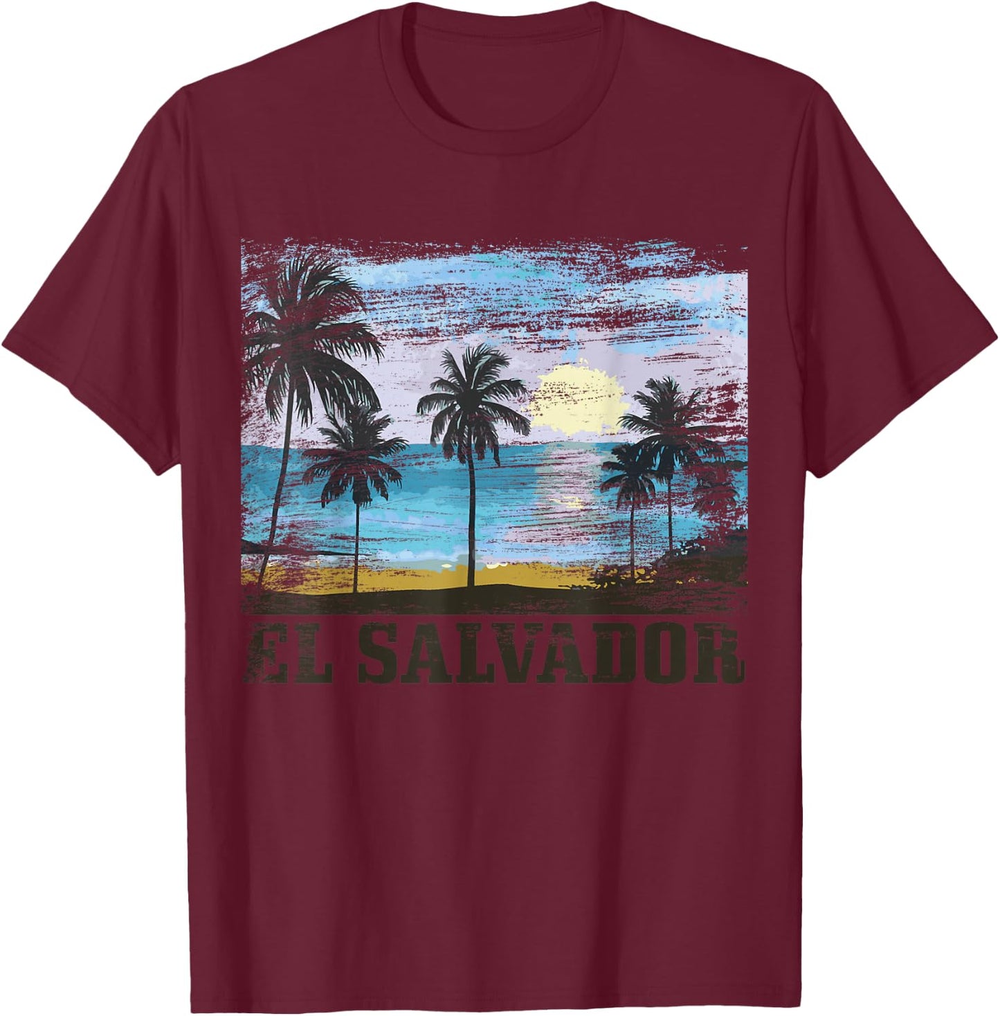 El Salvador Vintage Surfer Salvadorian Beach Souvenir T-Shirt - T-Shirt | Maroon