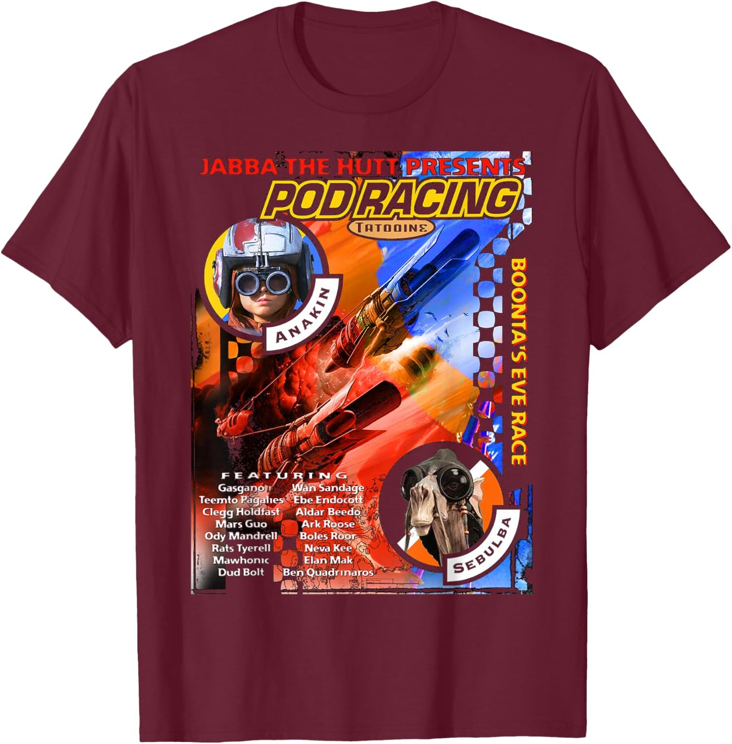 Star Wars Jabba Presents Podracing Poster T-Shirt - T-Shirt | Maroon