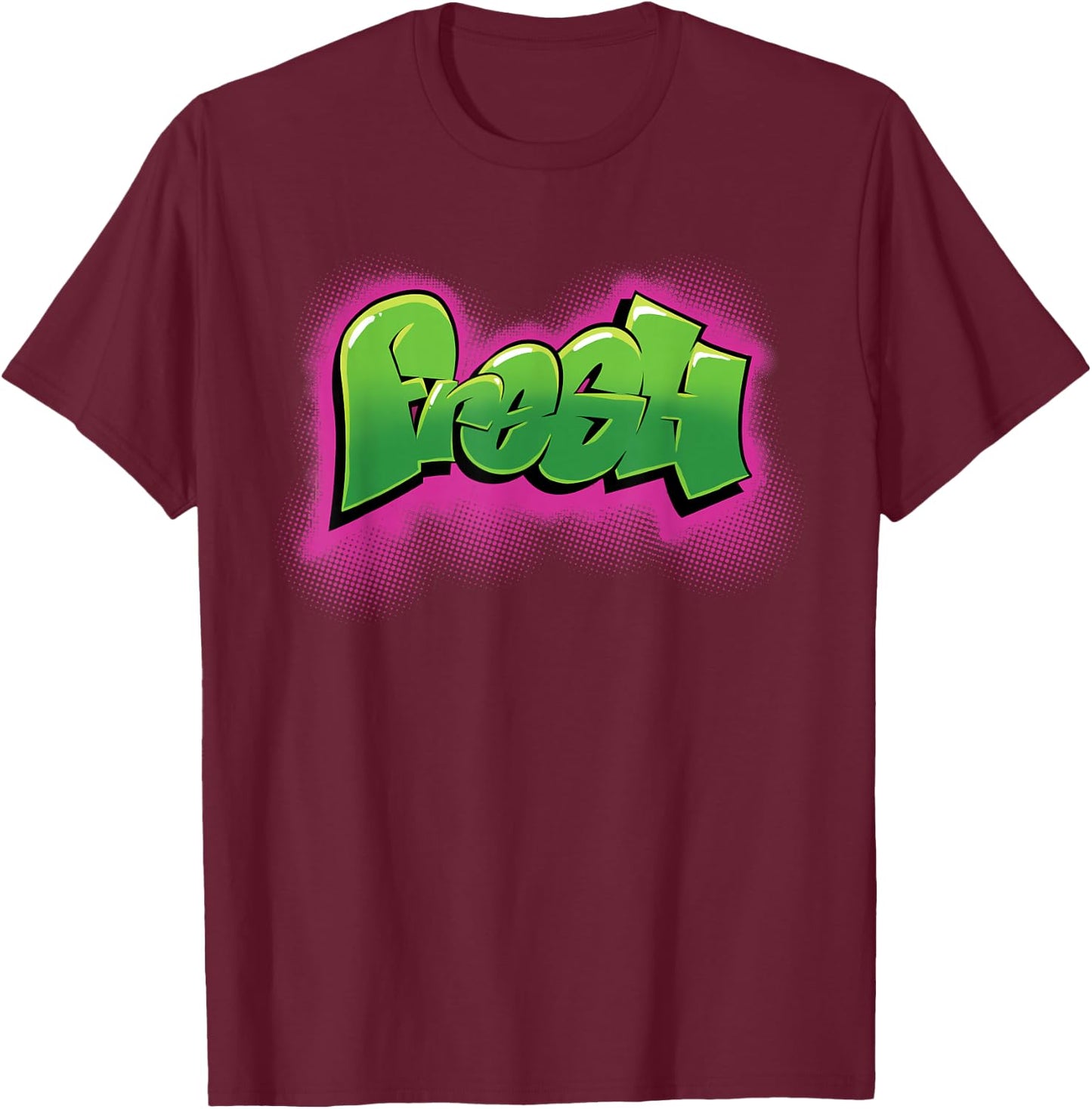 4theeCulture 90s Hiphop Graffiti - Classic Fit, , Short Sleeve, Adult, Black T-Shirt - T-Shirt | Maroon