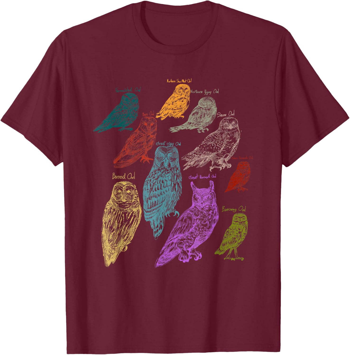 Forest Owl Breed Ornithologist Gift Owl T-Shirt - T-Shirt | Maroon