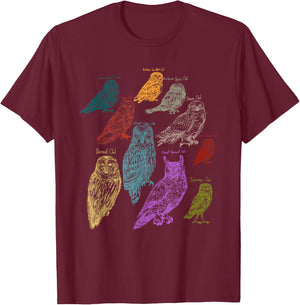 Forest Owl Breed Ornithologist Gift Owl T-Shirt - T-Shirt | Maroon