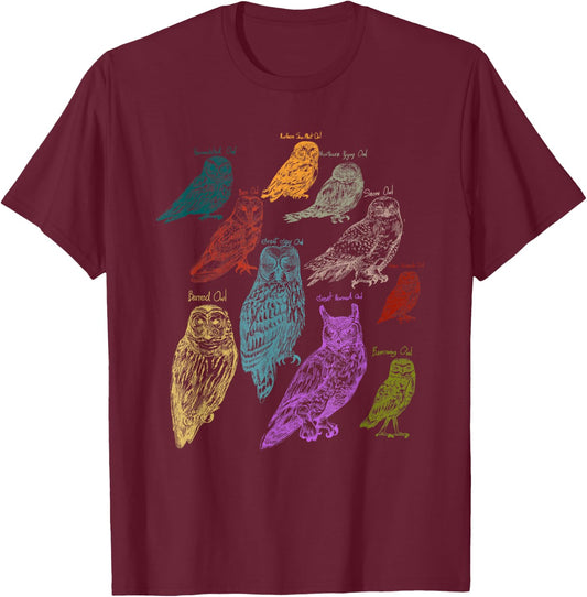 Forest Owl Breed Ornithologist Gift Owl T-Shirt - T-Shirt | Maroon