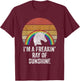 Retro I'm A Freakin' Ray Of Sunshine Funny Rainbow Unicorn Women Girls Kids T-Shirt - T-Shirt | Maroon