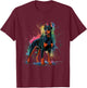 Men Woman Colorful Watercolor Doberman T-Shirt - T-Shirt | Maroon