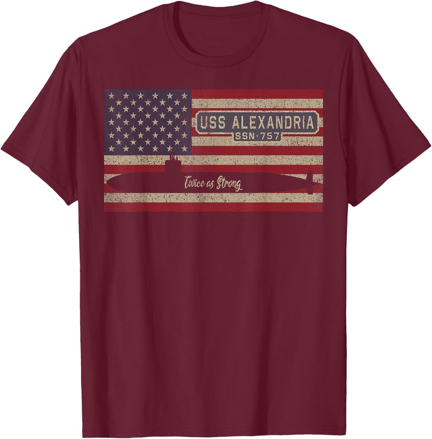 USS Alexandria SSN-757 Submarine USA American Flag Kids Men T-Shirt - T-Shirt | Maroon