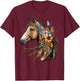 Floral Wild Horse Country Horse Riding T-Shirt - T-Shirt | Maroon