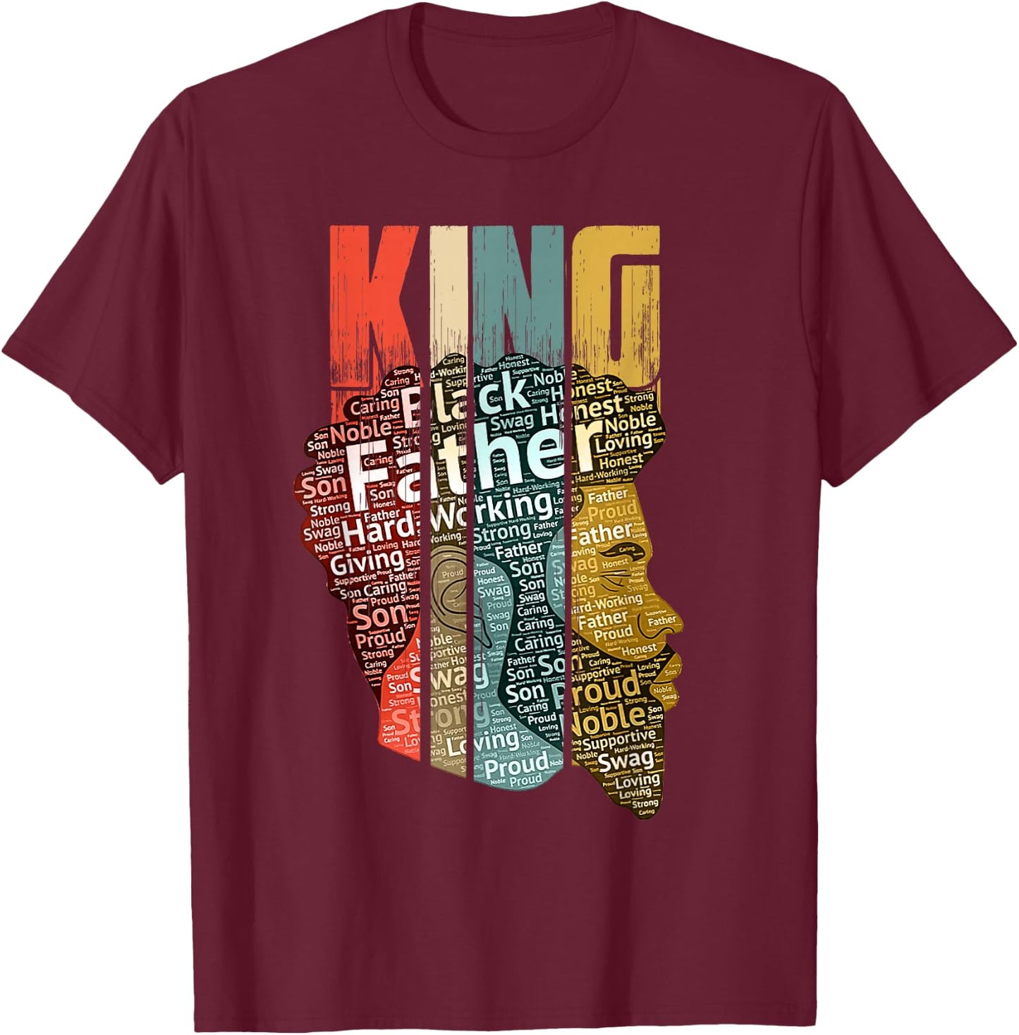 Strong Black King t Shirt African American Natural Afro T-Shirt - T-Shirt | Maroon