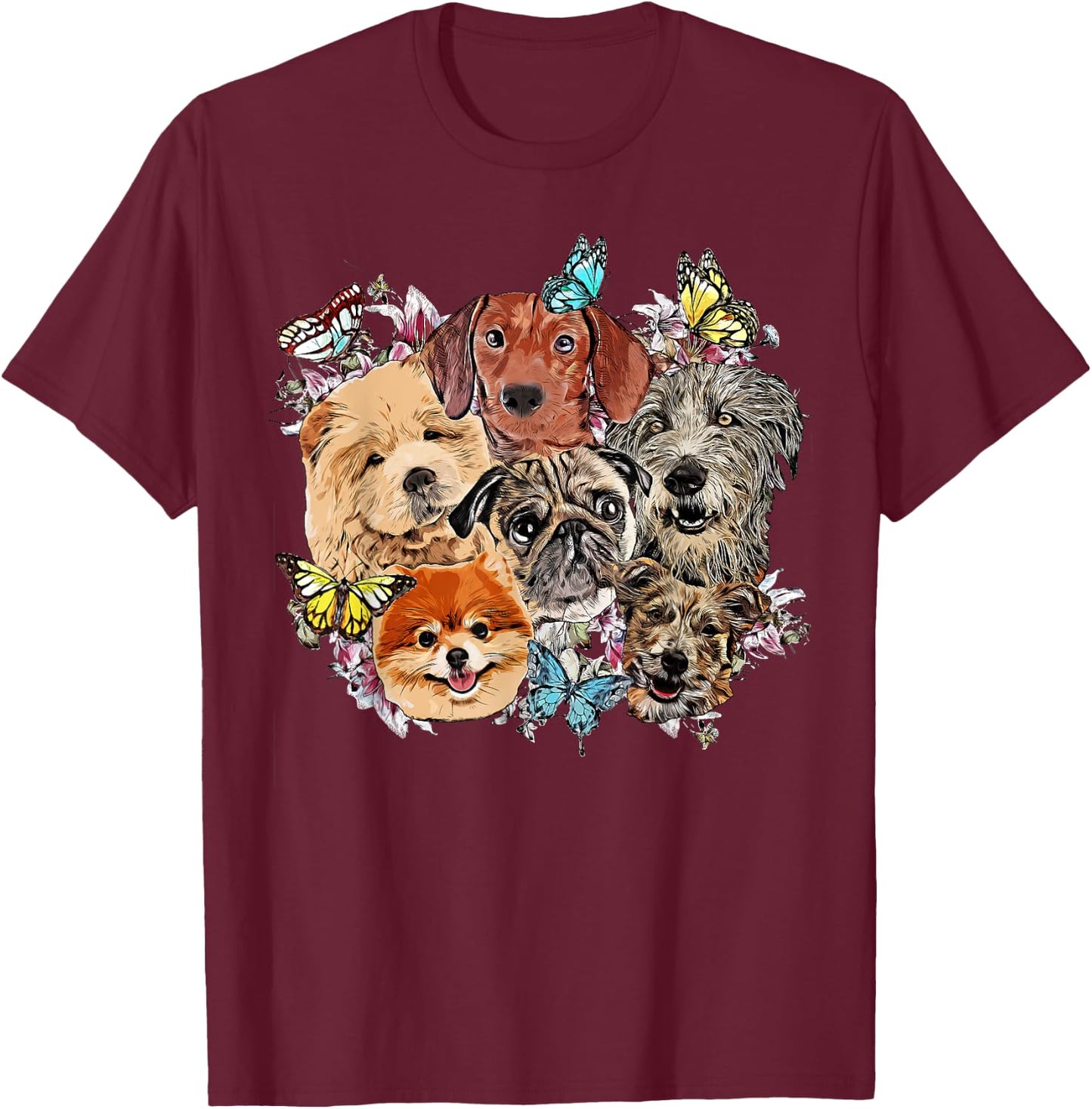 Dog Selfie Animal Pet Dog Lover T-Shirt - T-Shirt | Maroon