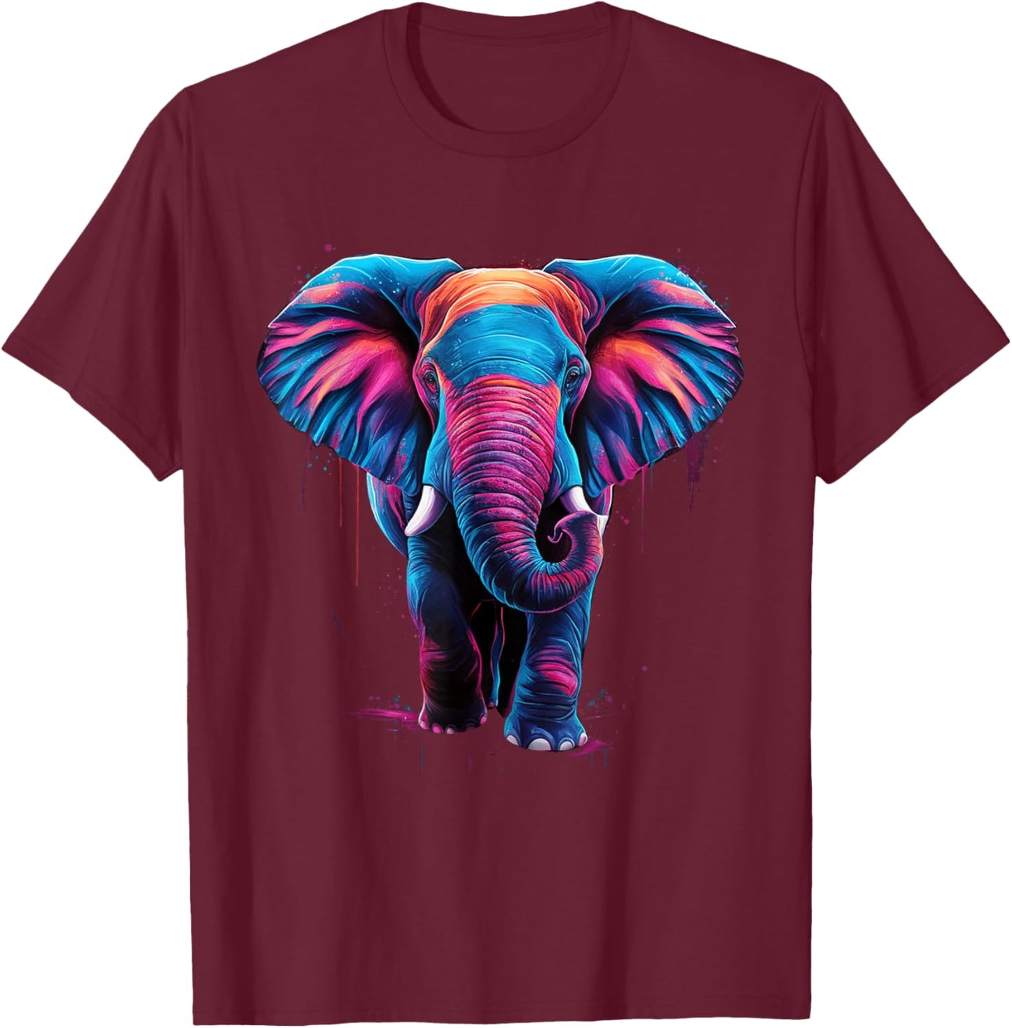 Elephant Colorful Pop Art Elephant Lovers T-Shirt - T-Shirt | Maroon