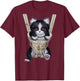 Tuxedo Cat in Baby Carrier Women Kids T-Shirt - T-Shirt | Maroon