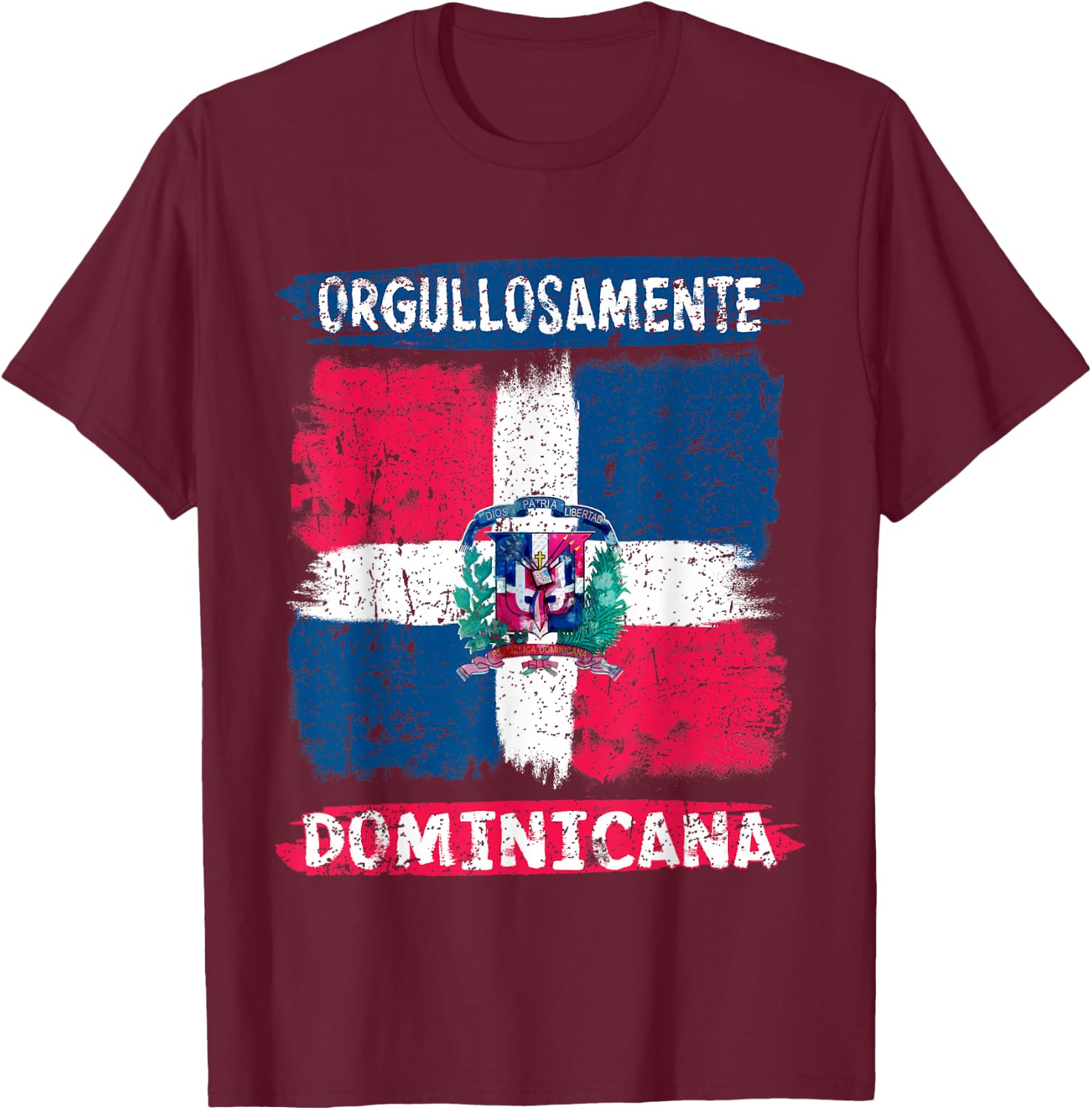 Dominican Republic Flag Painted Orgullosamente Dominicana T-Shirt - T-Shirt | Maroon