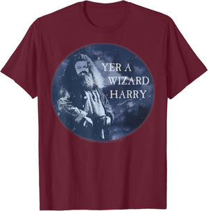 Harry Potter Hagrid Yer A Wizard Harry Circle T-Shirt - T-Shirt | Maroon