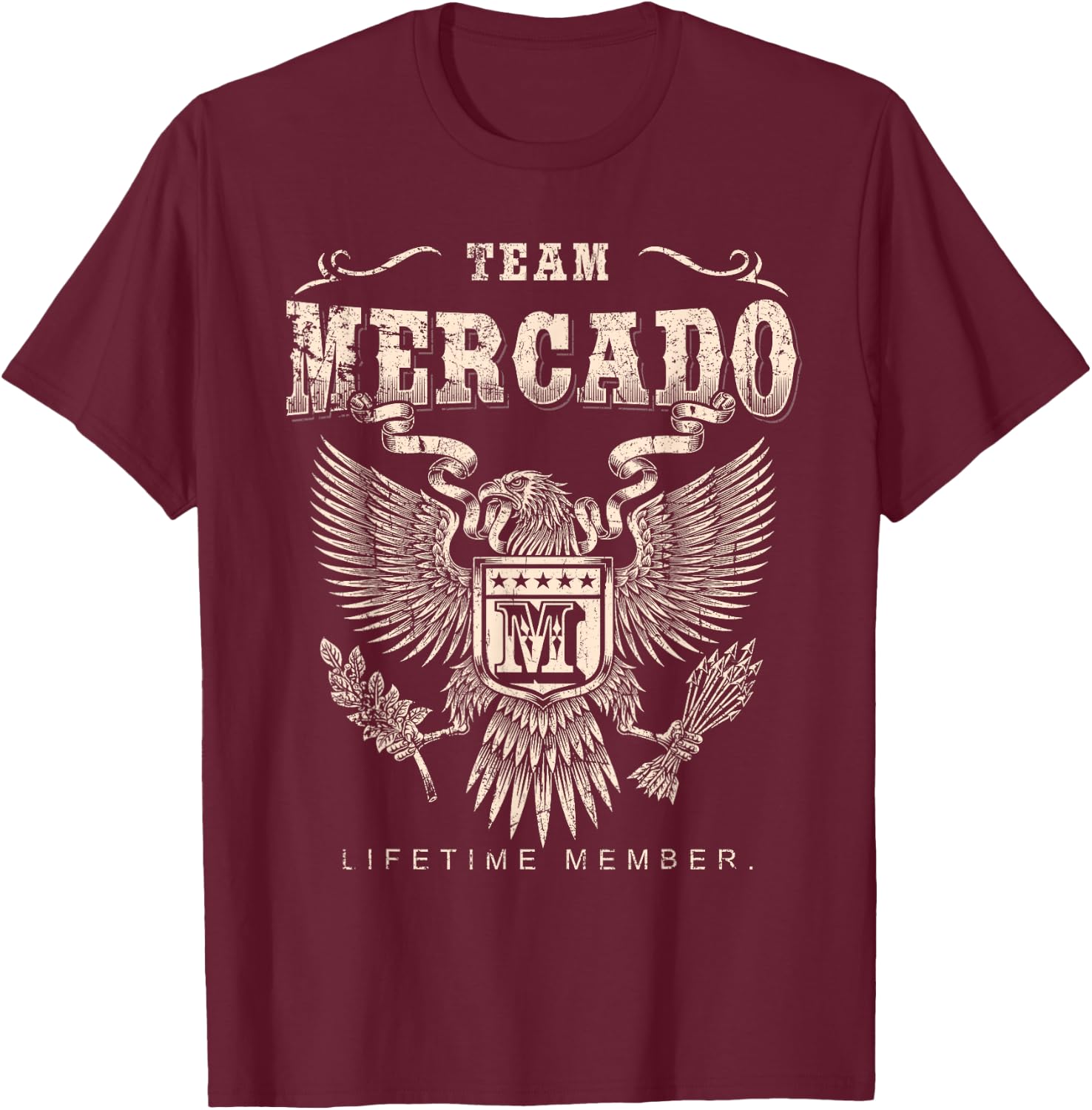 Team Mercado Family Name Lifetime Member T-Shirt - T-Shirt | Maroon