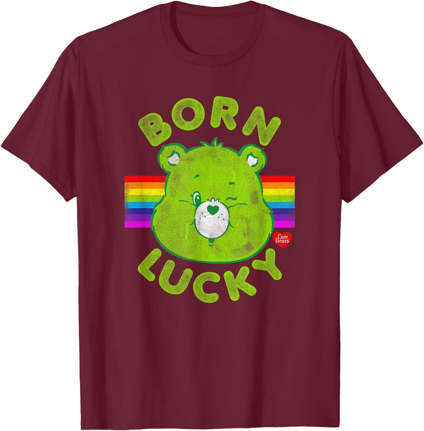 Care Bears Born Lucky Good Luck Bear St. Patrick's Day T-Shirt - T-Shirt | Maroon