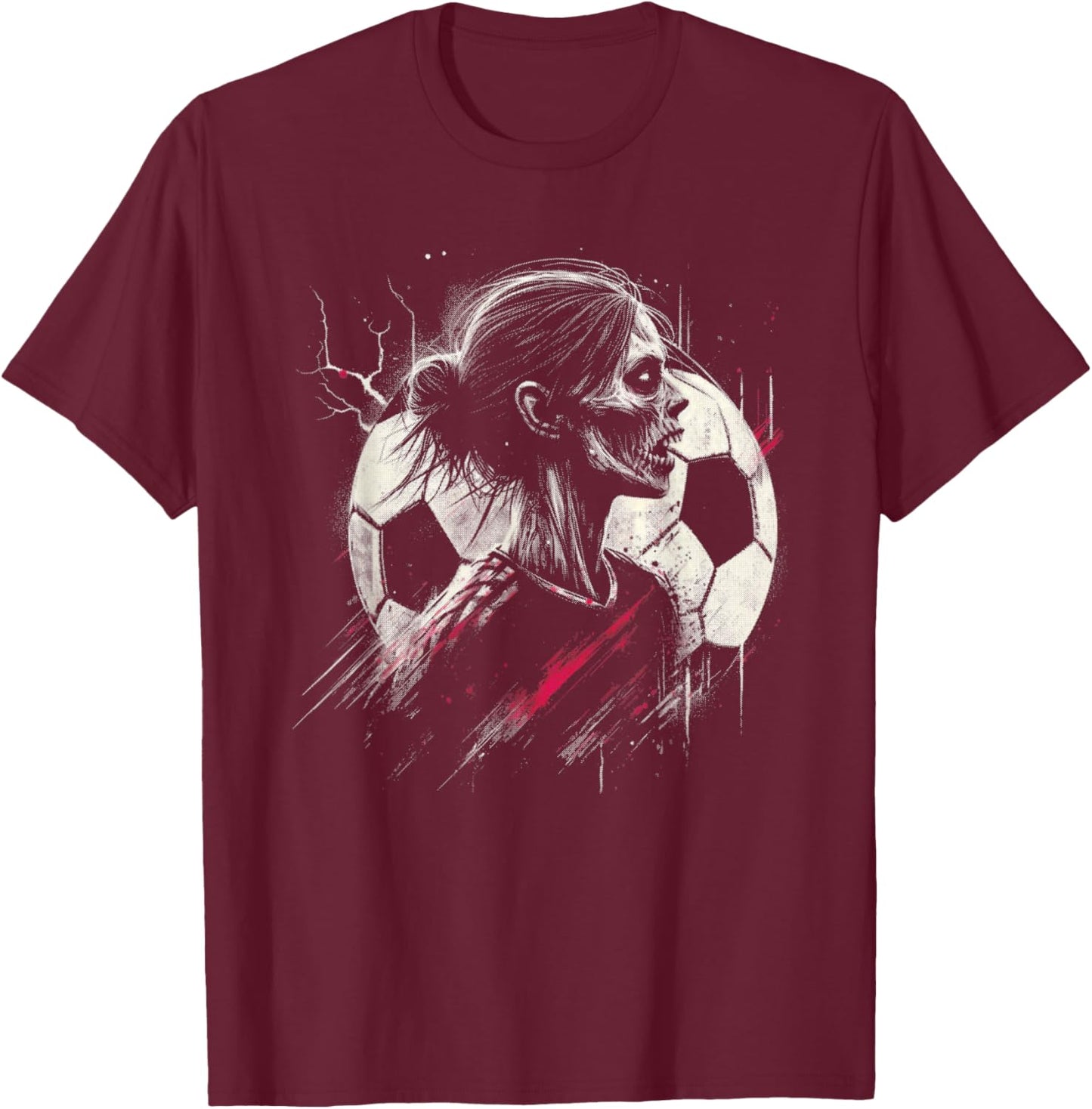 Female Zombie Soccer Player - Creepy Soccer Halloween Lover T-Shirt - T-Shirt | Maroon