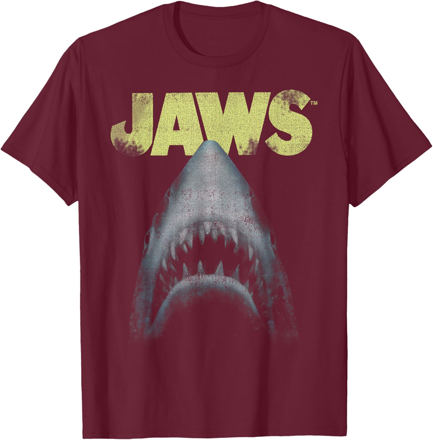 Jaws Teeth Poster Logo T-Shirt - T-Shirt | Maroon
