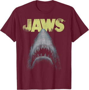 Jaws Teeth Poster Logo T-Shirt - T-Shirt | Maroon