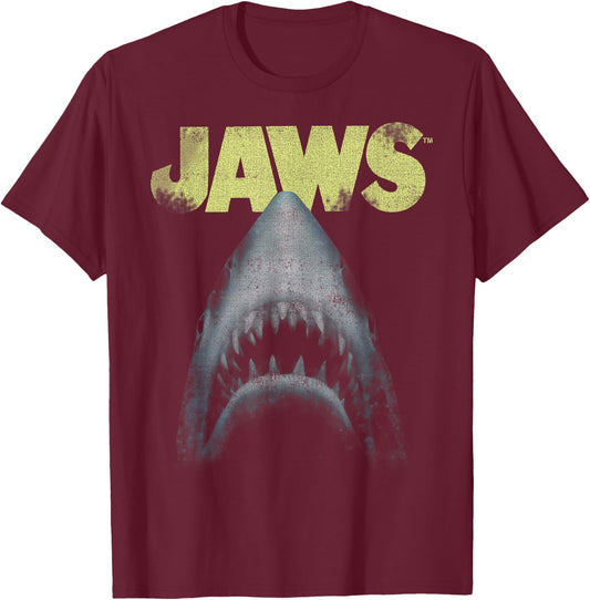 Jaws Teeth Poster Logo T-Shirt - T-Shirt | Maroon
