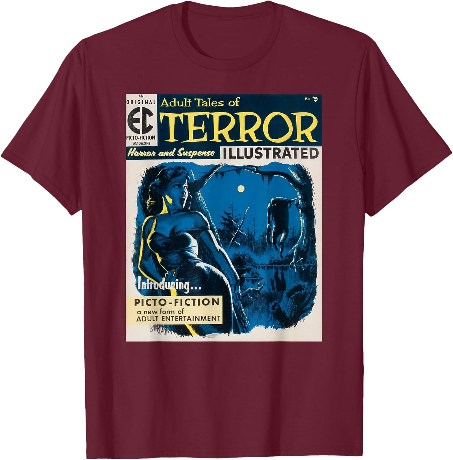 Horror Movie Vintage Pinup Girl Halloween Monster Sexy Art T-Shirt - T-Shirt | Maroon