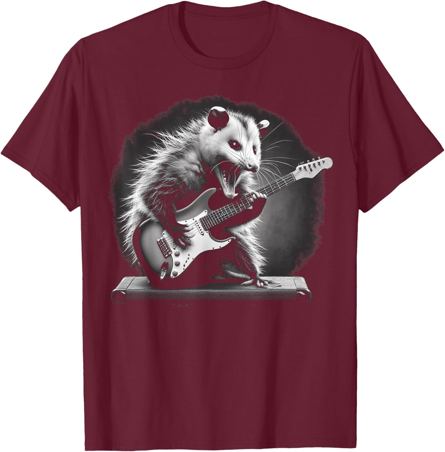 Opossum Playing Guitar Rock and Roll Rock Star Men Women Kid T-Shirt - T-Shirt | Maroon