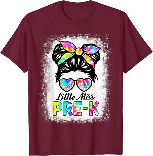 Girls PRE-K Preschool Back To School Cute Little Miss Pre-k T-Shirt - T-Shirt | Maroon
