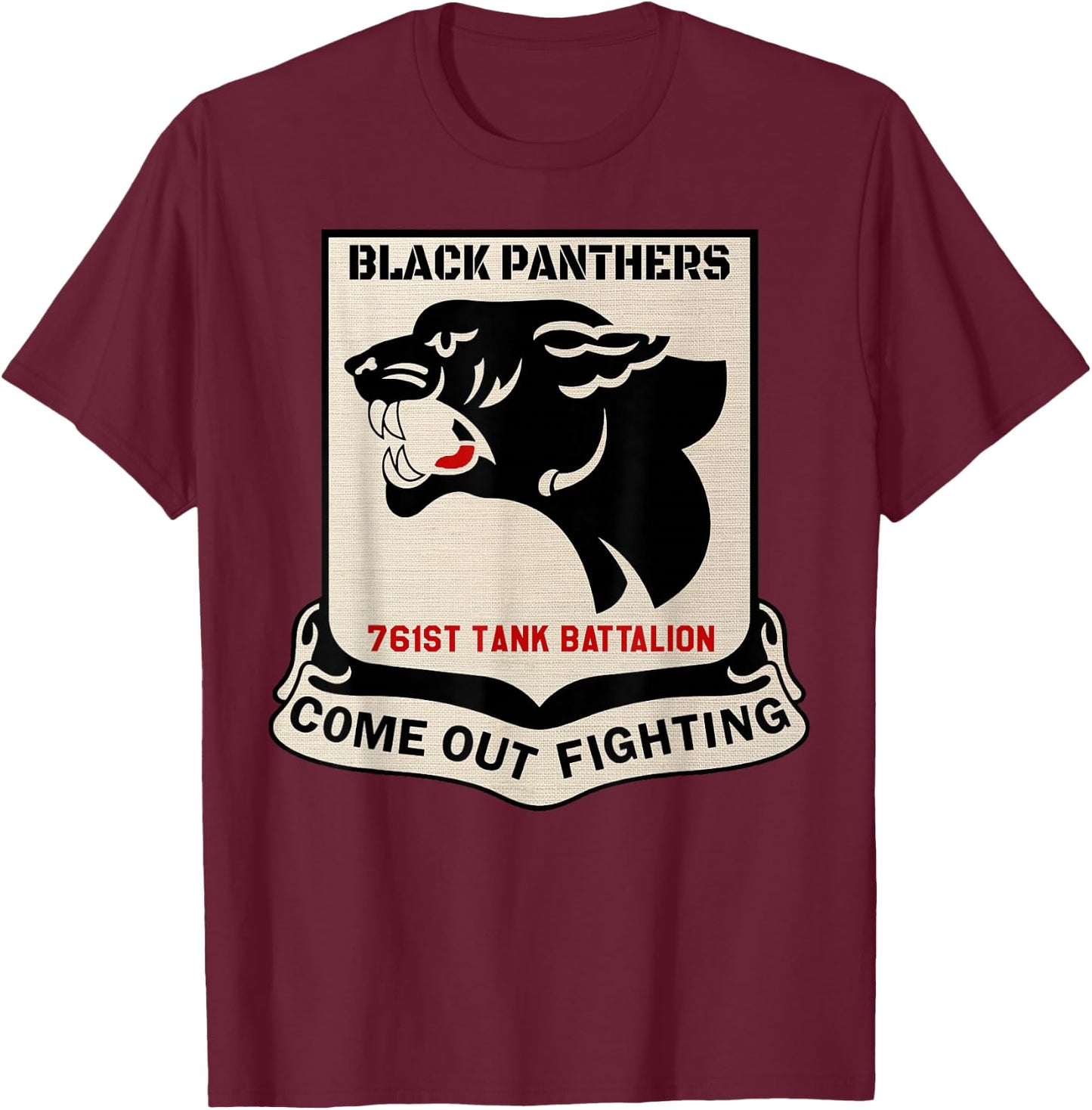 WW2 USA 761st Tank Battalion African American Black Panthers T-Shirt - T-Shirt | Maroon